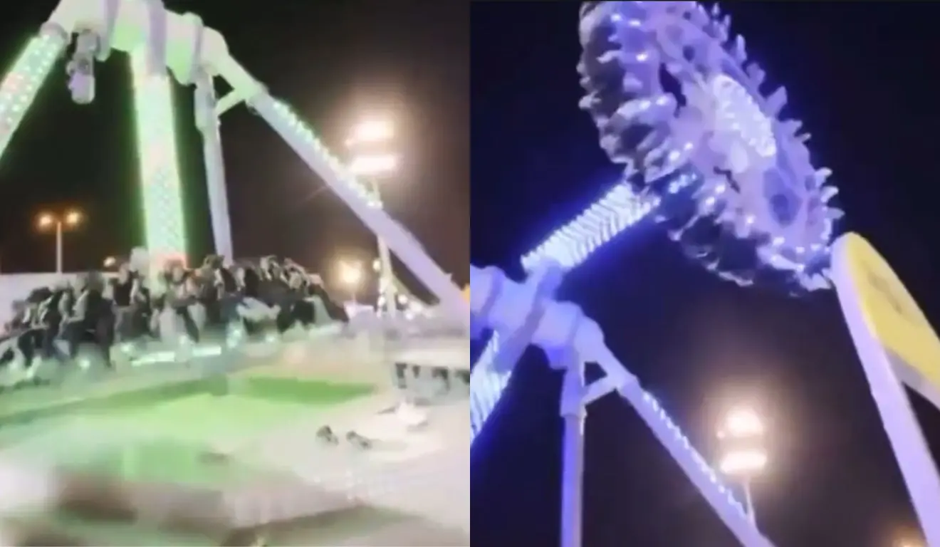 Imagem da notícia Brinquedo de parque de diversões na Arábia Saudita se parte ao meio e deixa 23 feridos