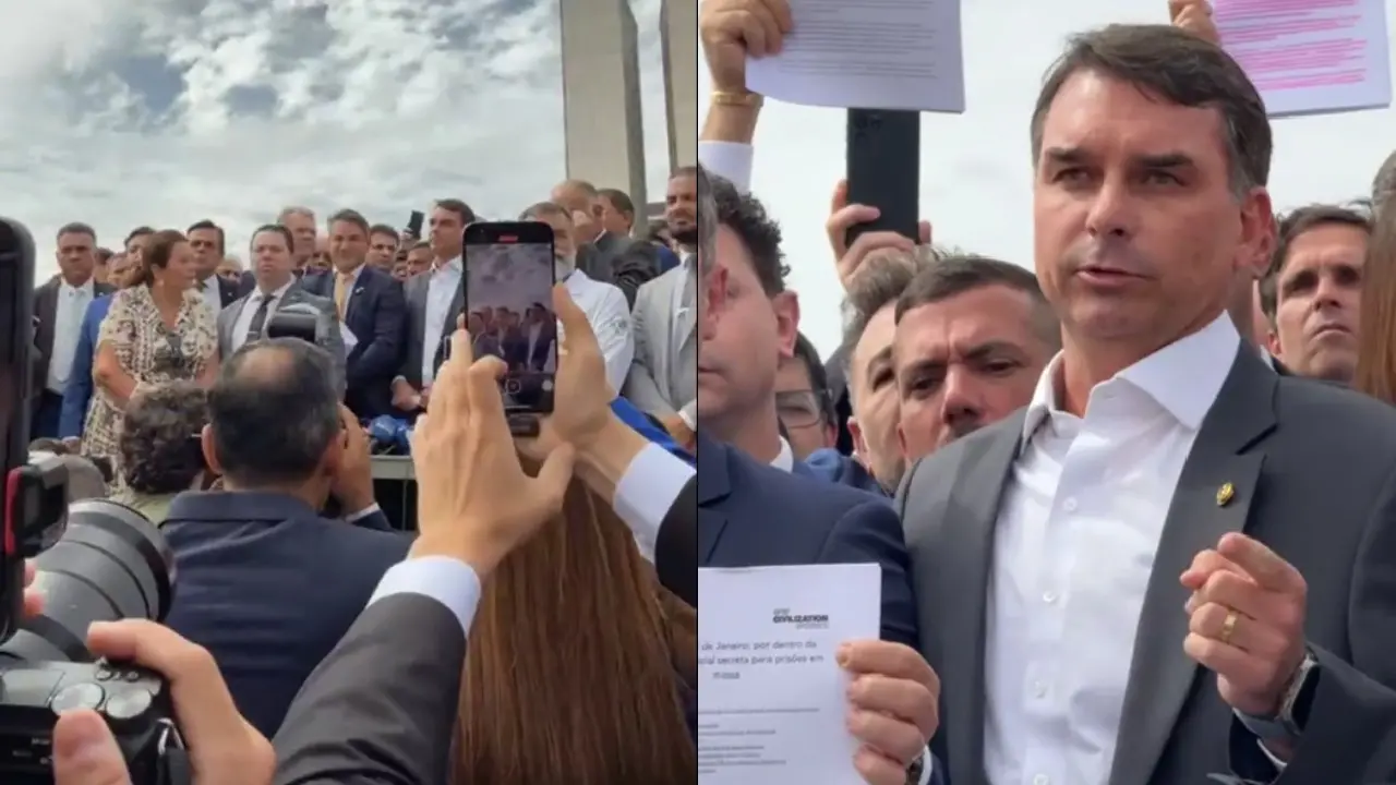 Imagem da notícia: Senadores e deputados protestam contra prisão domiciliar de Bolsonaro e pedem 'anistia geral'