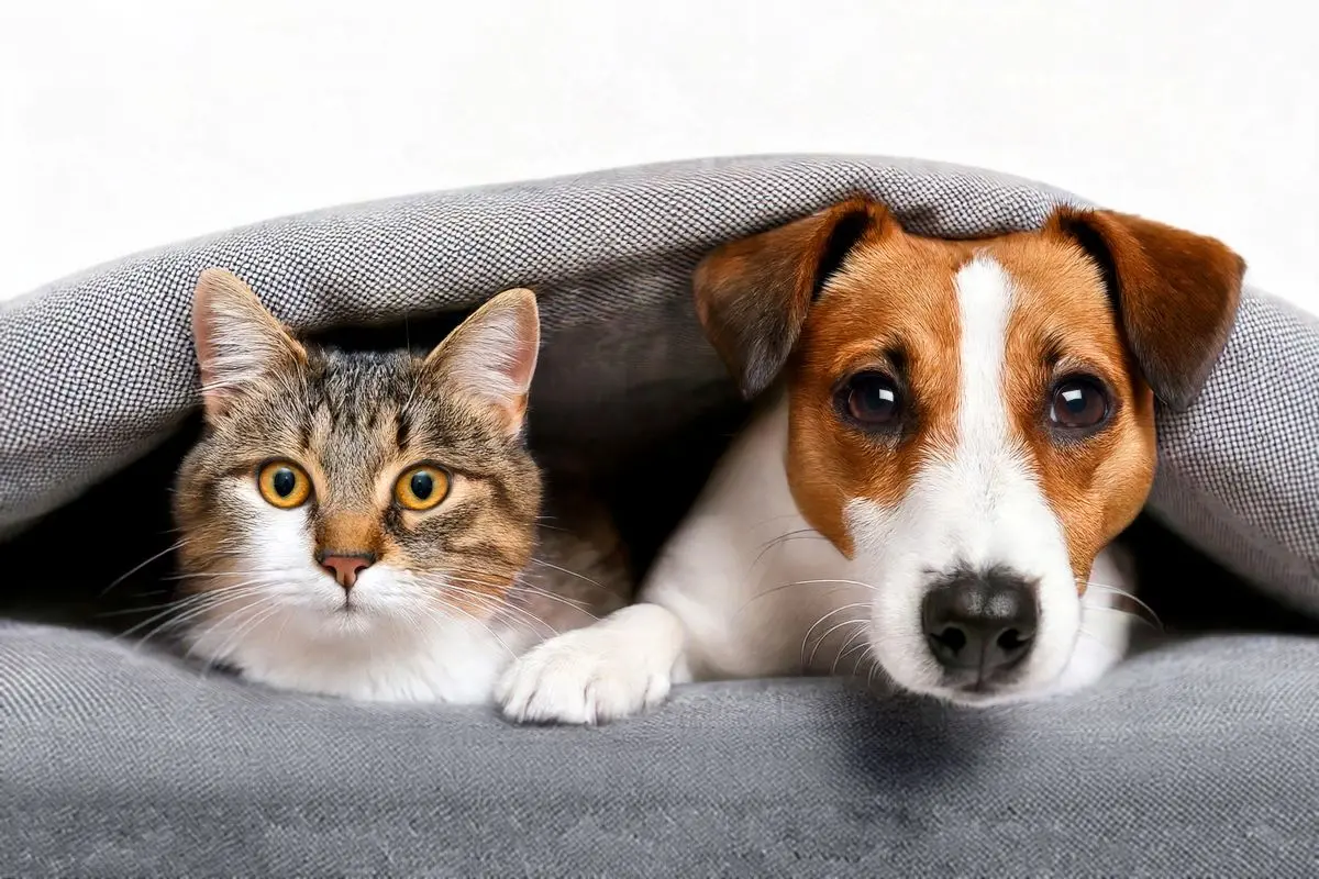 Foto gato ao lado de cachorro