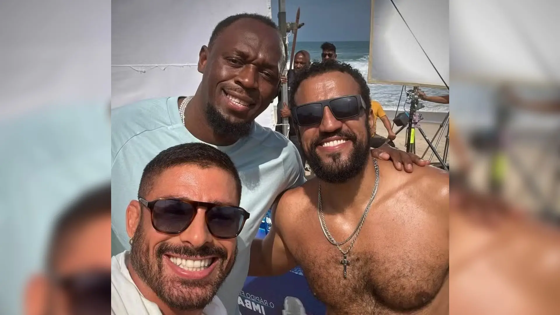 Imagem da notícia: Cauã Reymond mostra bastidores de gravação com Usain Bolt em 'Vale Tudo'