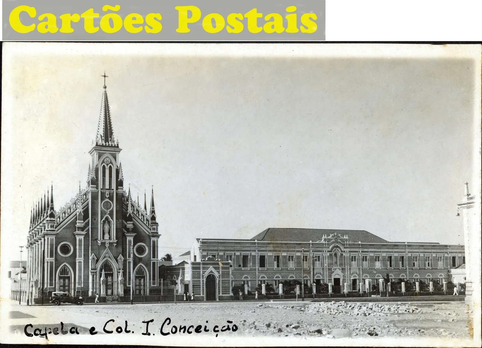 Igreja do Pequeno Grande e Colégio da Imaculada Conceição na década de 1930; ambas as construções foram tombadas pelo patrimônio histórico em 2015