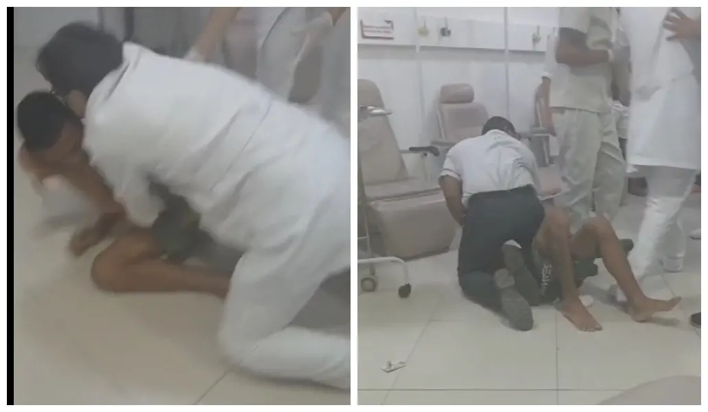 Imagem da notícia: Paciente agride técnico de enfermagem e acaba imobilizado em hospital do Interior do CE; veja vídeo