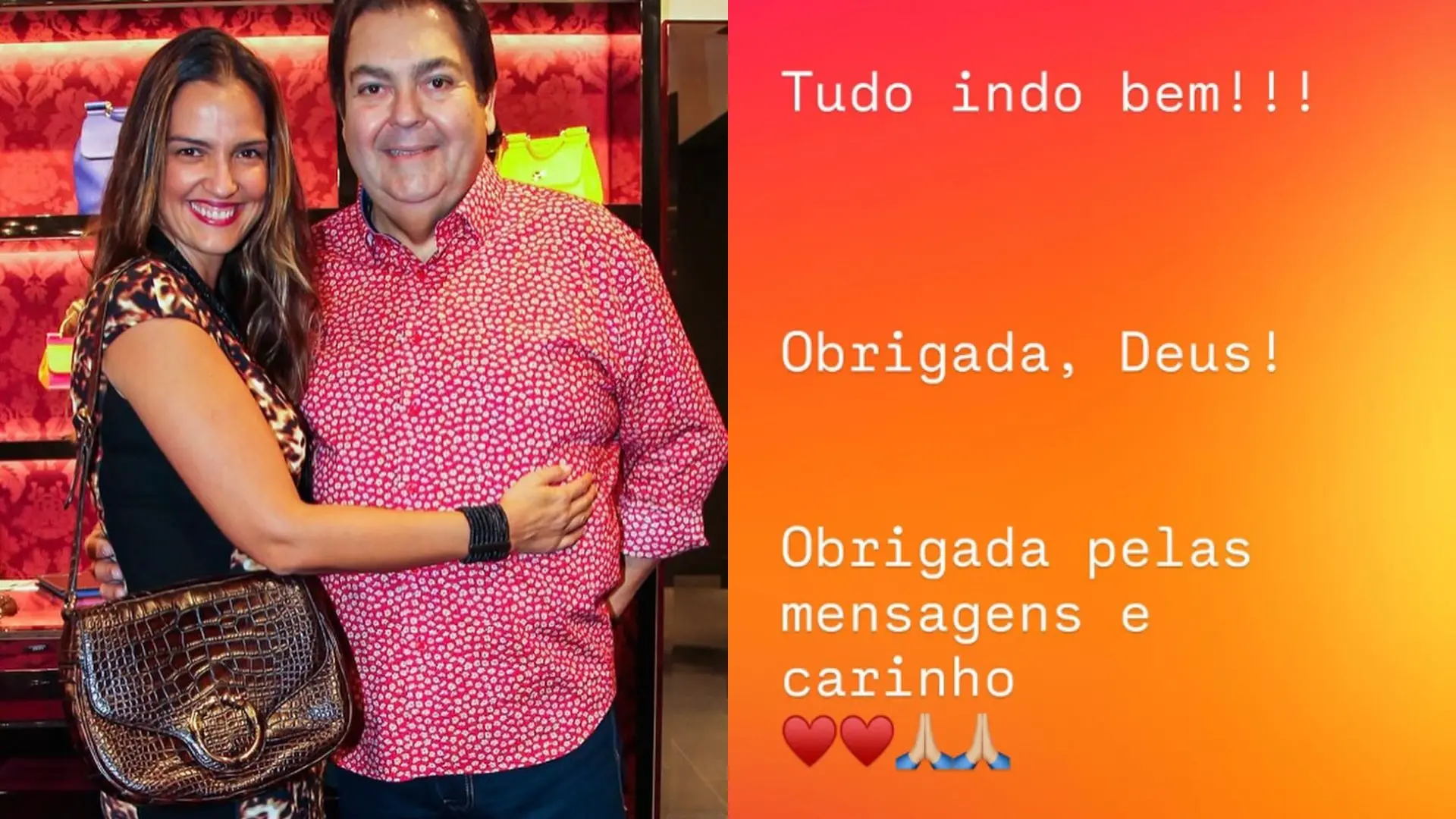 Imagem da notícia: Luciana Cardoso, esposa de Faustão, atualiza estado de saúde do apresentador