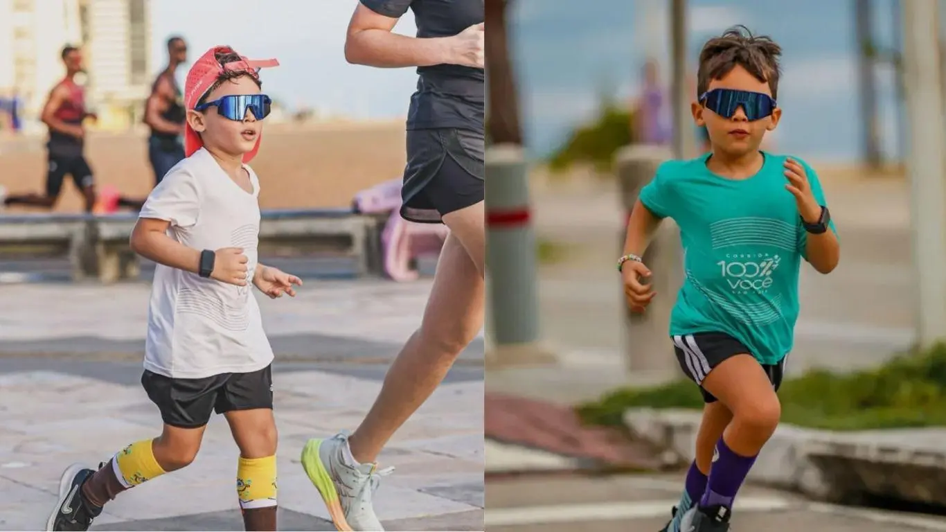 Imagem da notícia: Menino de cinco anos compartilha paixão por corrida de rua nas redes sociais, em Fortaleza