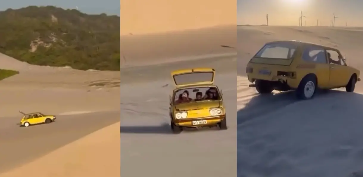 Imagem da notícia: Brasília amarela é vista sobre as dunas de Canoa Quebrada e vídeo repercute nas redes sociais