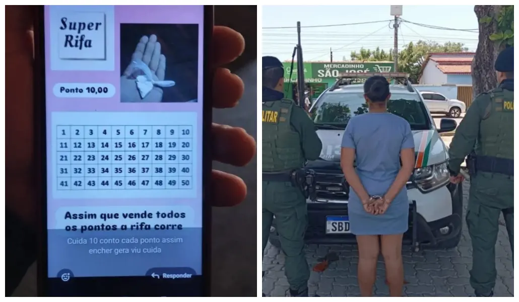 Imagem da notícia Mulher é presa após divulgar rifa de drogas em Cascavel, na Grande Fortaleza