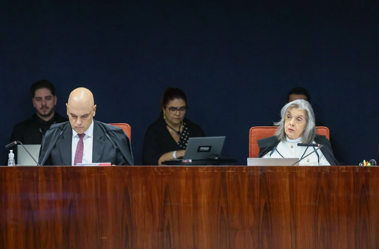 O ministro Alexandre de Moraes, relator do caso, fez intervenções durante o discurso da ministra Carmén Lúcia para reafirmar seu posicionamento sobre a ação penal