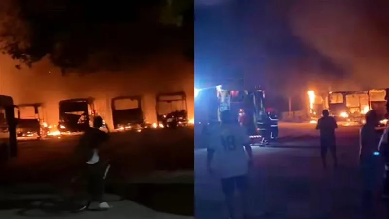 Equipes do Corpo de Bombeiros foram acionados ao local do incêndio na madrugada.