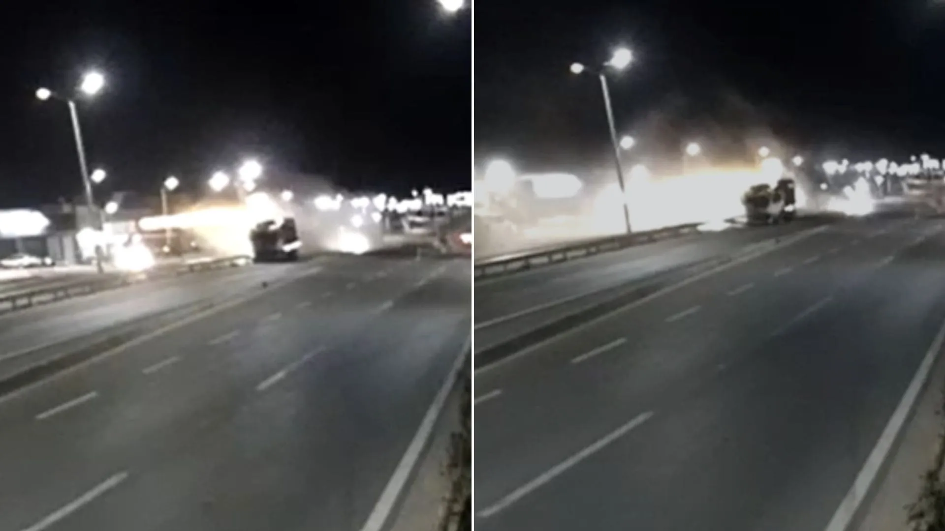 Motorista de caminhão perdeu controle do veículo e derrubou postes na BR-222.