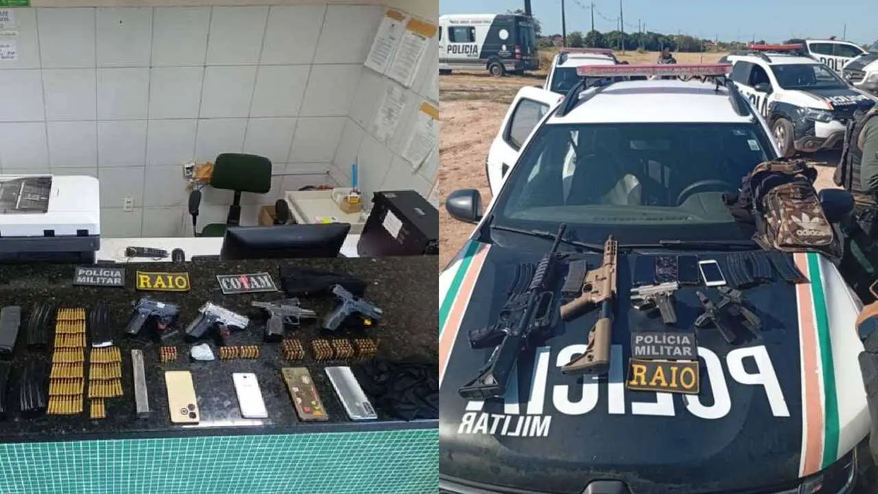 Imagem da notícia Confronto policial termina com três presos e apreensão de granada e fuzis em Fortaleza