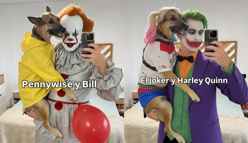 Imagem da notícia Influencer viraliza ao combinar fantasias de Halloween com o cachorro