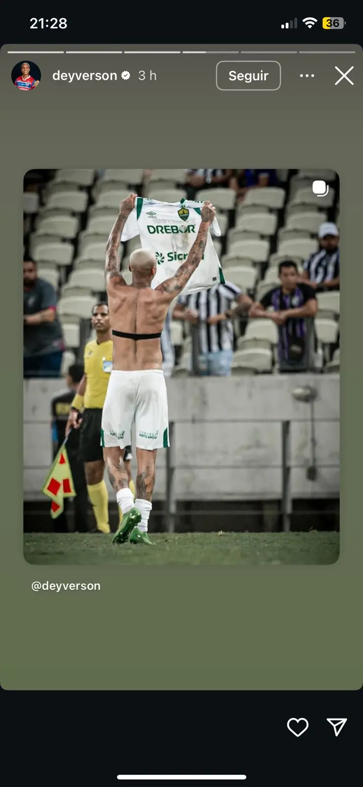 Imagem da notícia Deyverson resgata post de provocação ao Ceará às vésperas do Clássico-Rei