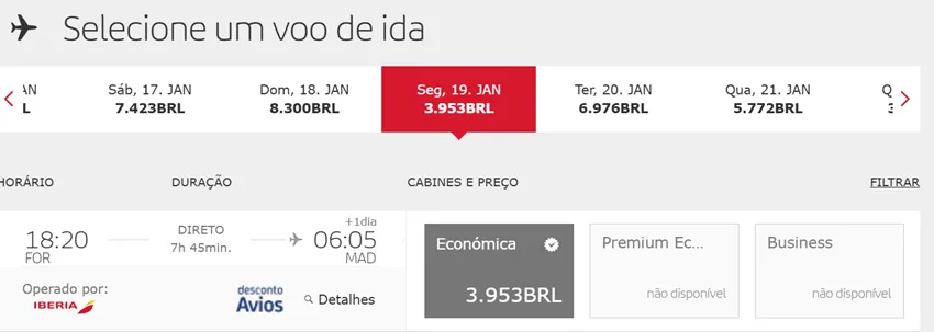As vendas de assentos da classe business da companhia estão acima das expectativas.