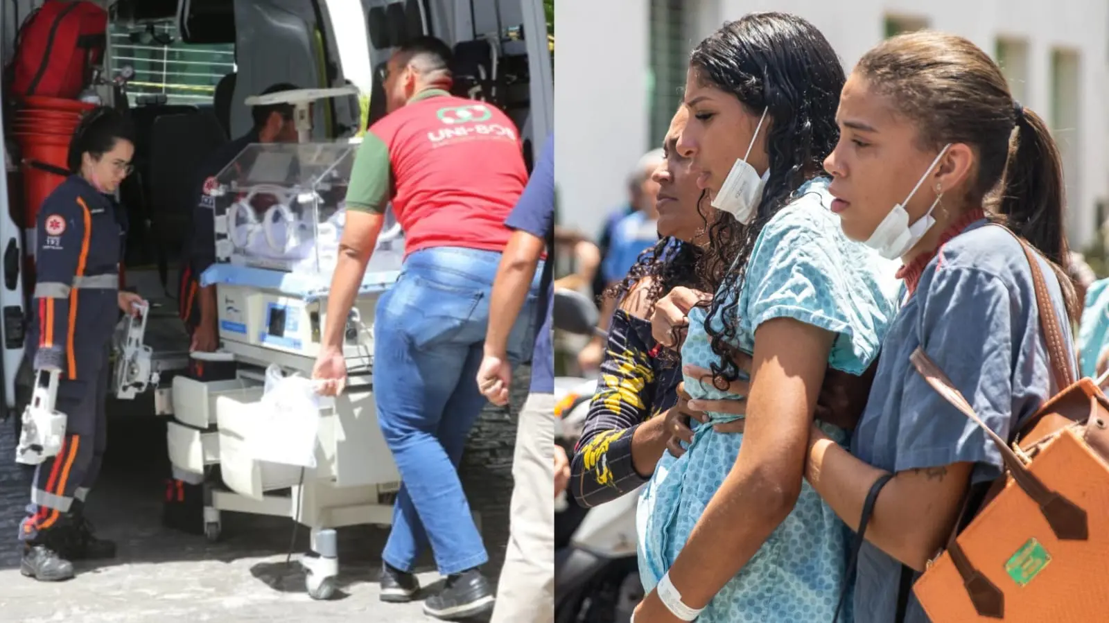 Imagem da notícia: Veja fotos de bebês e mães sendo resgatados de incêndio no Hospital César Cals