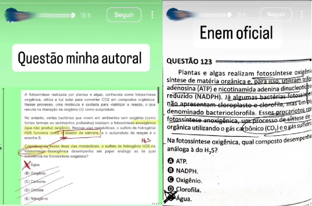 Edcley publicou nas redes sociais comparativos entre as questões 