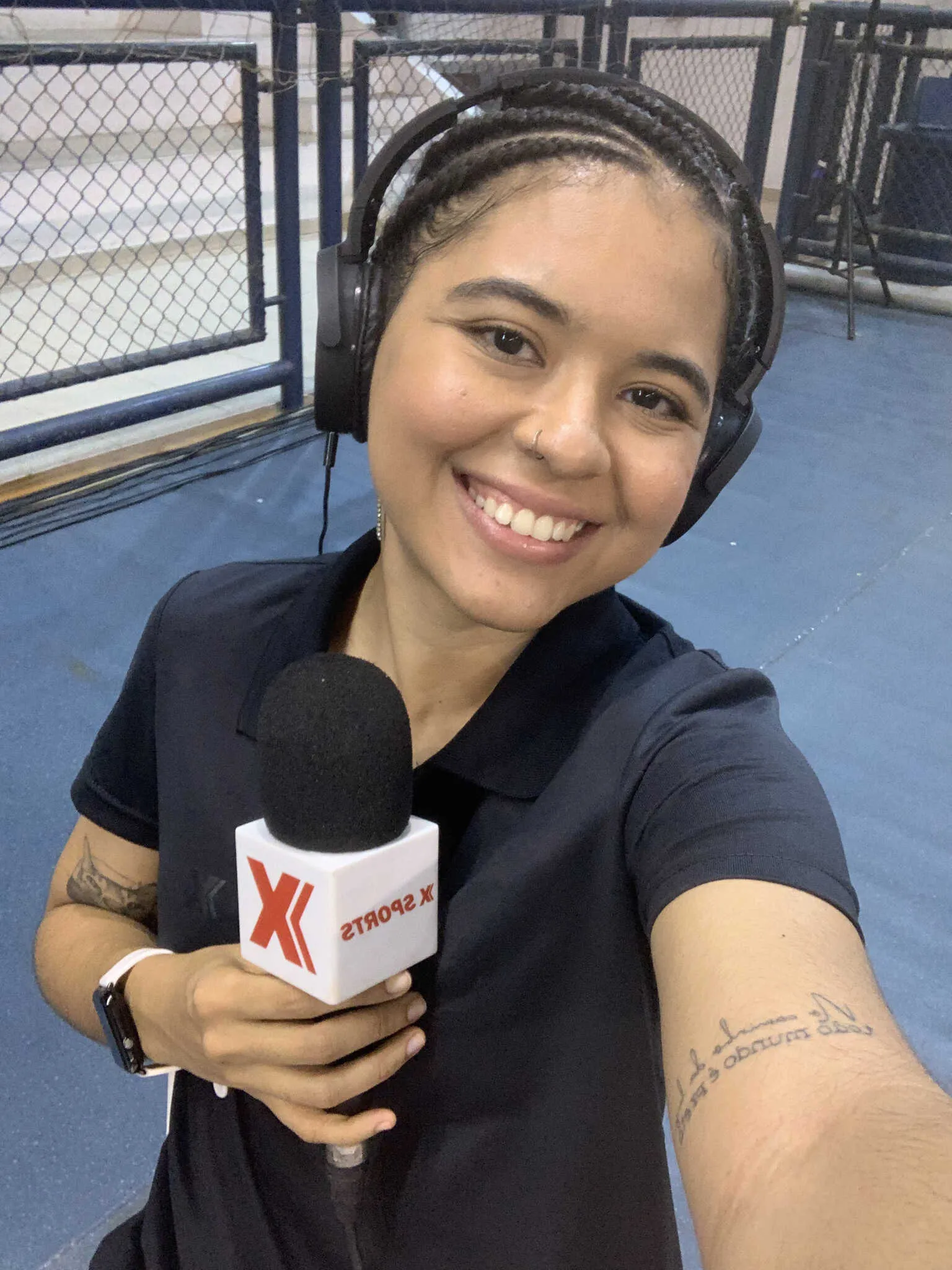 Karoline Tavares faz coberturas esportivas para o Novo Basquete Brasil (NBB)