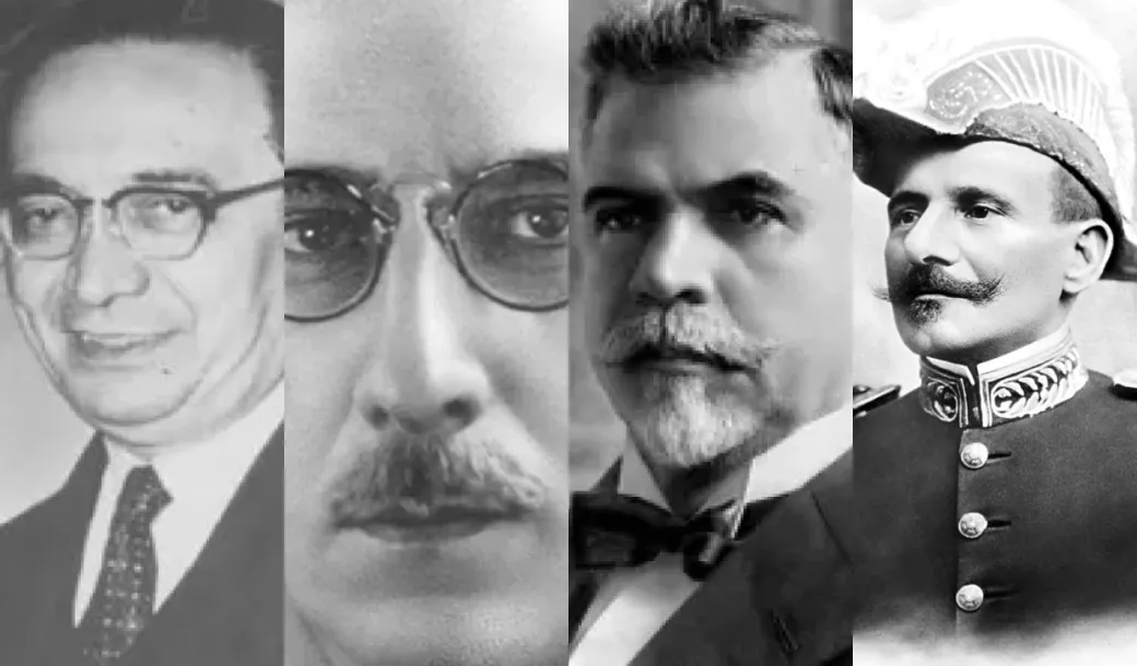 Os ex-presidentes: Café Filho, Artur Bernardes, Washington Luís, Hermes da Fonseca.