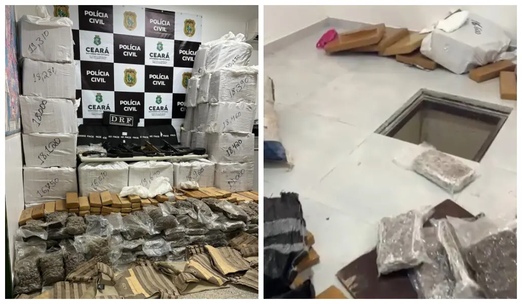 Imagem da notícia 'Bunker' do tráfico: Polícia apreende quase 1 tonelada de drogas em Aquiraz
