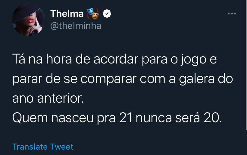 Thelma citou o jogo ao rebater as críticas feitas por Conká