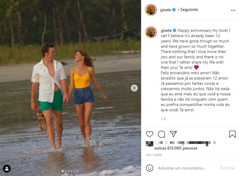 Nos comentários, amigos próximos e fãs da brasileira deixaram felicitações para a união