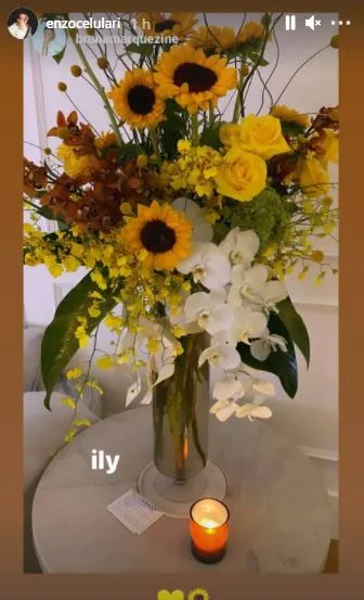 Enzo usou os stories do Instagram para repostar registro feito por Bruna Marquezine