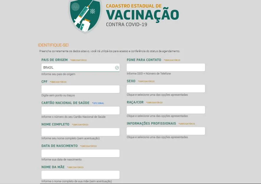 Na página, o usuário deverá preencher um formulário com dados que serão armazenados pela Sesa.
