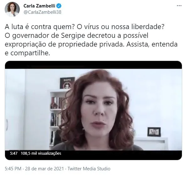 No vídeo, ela convoca que policiais e guardas 