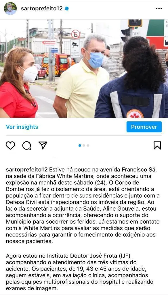 Comunicado do prefeito de Fortaleza, José Sarto, nas redes sociais