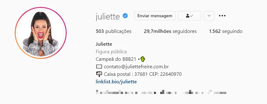 Juliette se aproxima dos 30 milhões de seguidores