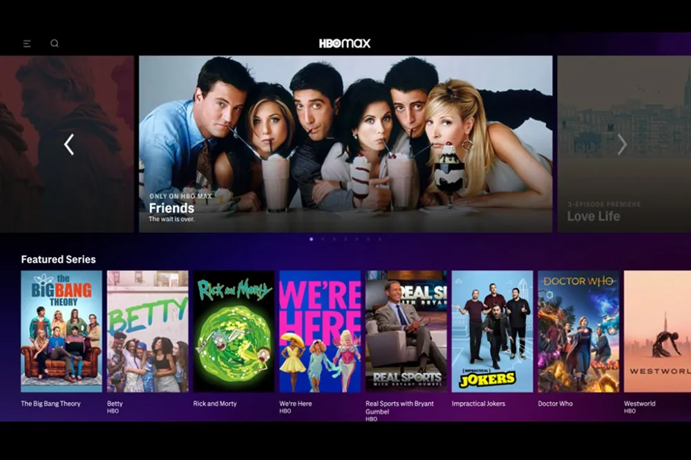 Interface da HBO Max, plataforma de streaming que estreia no Brasil em 29 de junho