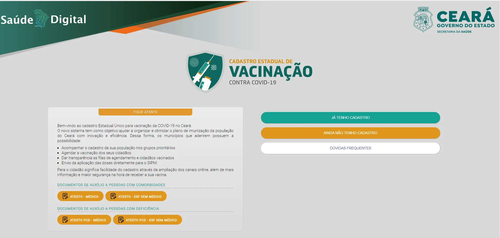 Quando está funcionando normalmente a plataforma apresente este layout ao ser acessada
