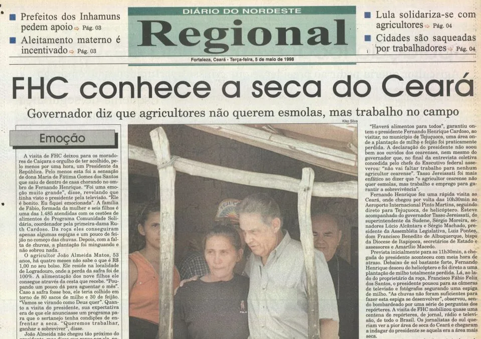 Registro do Diário do Nordeste da vinda do ex-presidente FHC ao município de Tejuçuoca