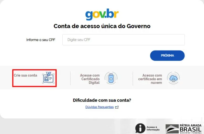 Acesse o Portal do Governo Federal para cadastrar suas informações e ter acesso a CTPS Digital