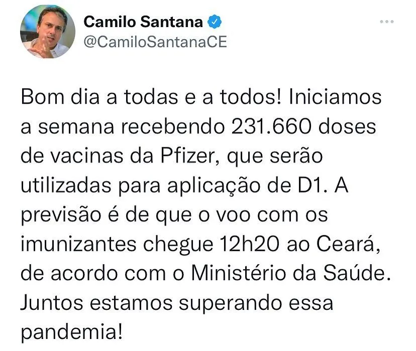 Lote chega às 12h20 no Aeroporto de Fortaleza
