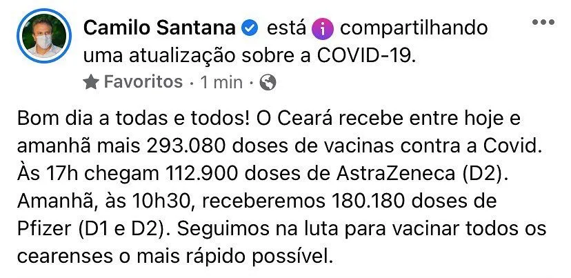 Novos lotes chegam entre esta sexta-feira (1º) e o sábado