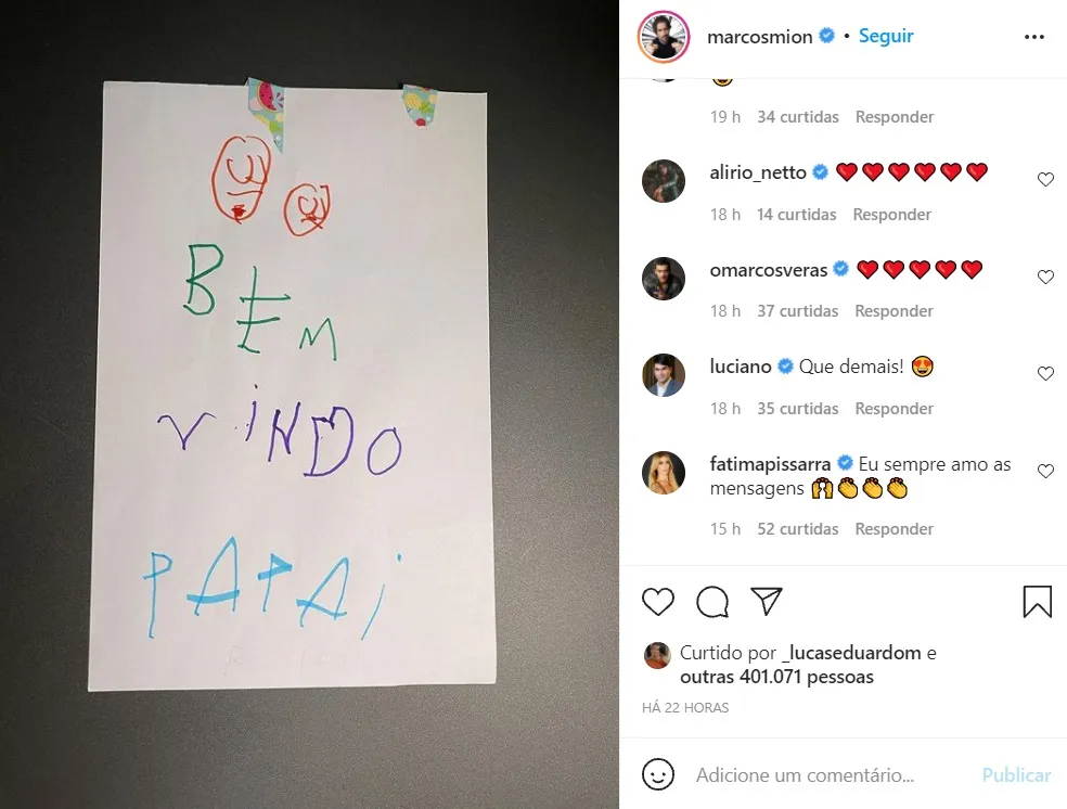 Postagem de apresentador ganhou mais de 400 mil curtidas