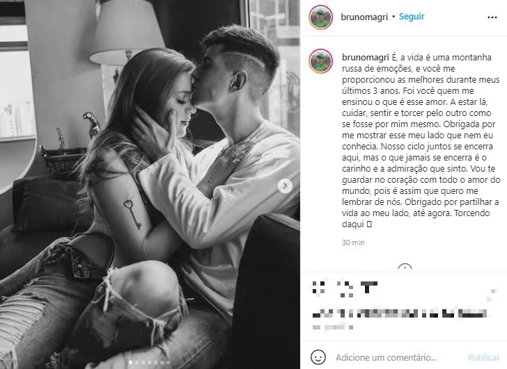 Bruno também fez anúncio do término no Instagram