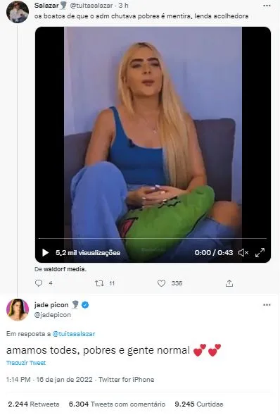 Tuíte foi publicado em resposta a usuário sobre jogo de trocas de seguidores na plataforma