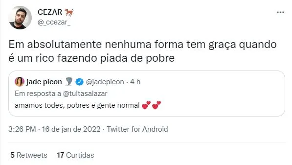 Usuários mencionaram tuíte do perfil oficial e observaram mau gosto no posicionamento