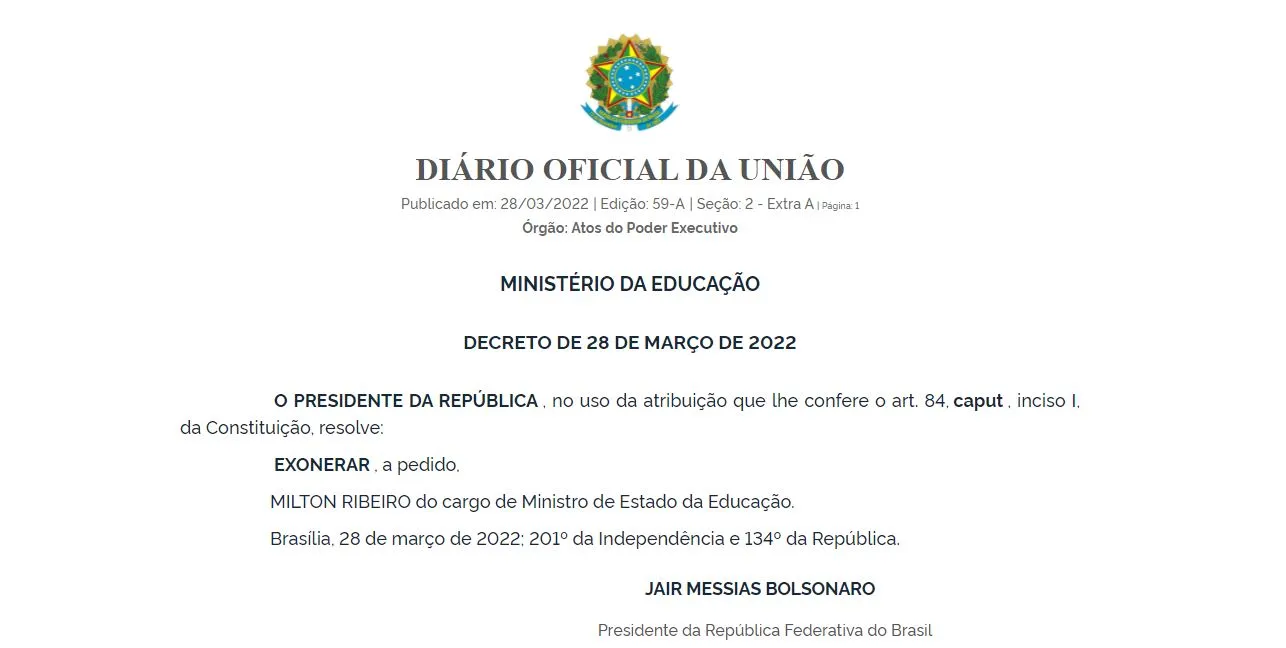 Decisão foi publicada no Diário Oficial da União