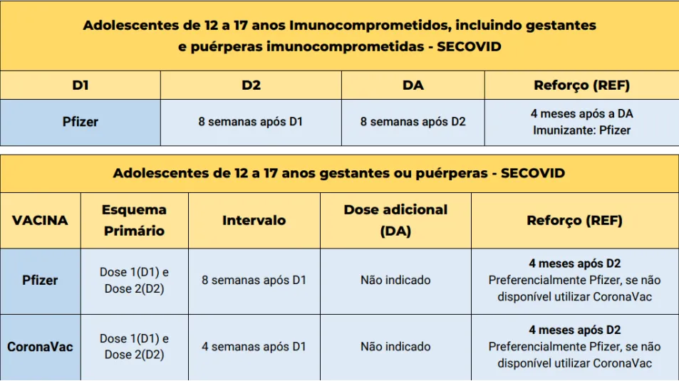 Quadro explicativo que consta na Nota Técnica 11/2022 do Ministério da Saúde.