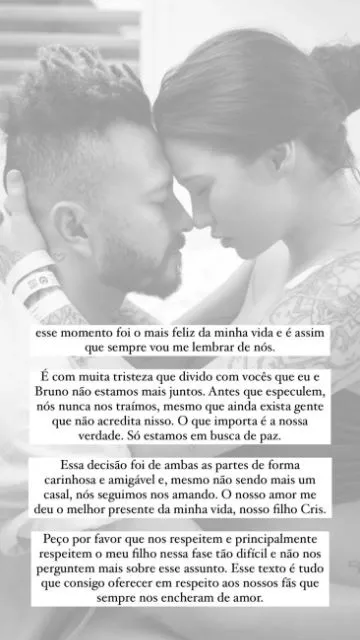 Boca Rosa posta texto sobre separação nas redes sociais