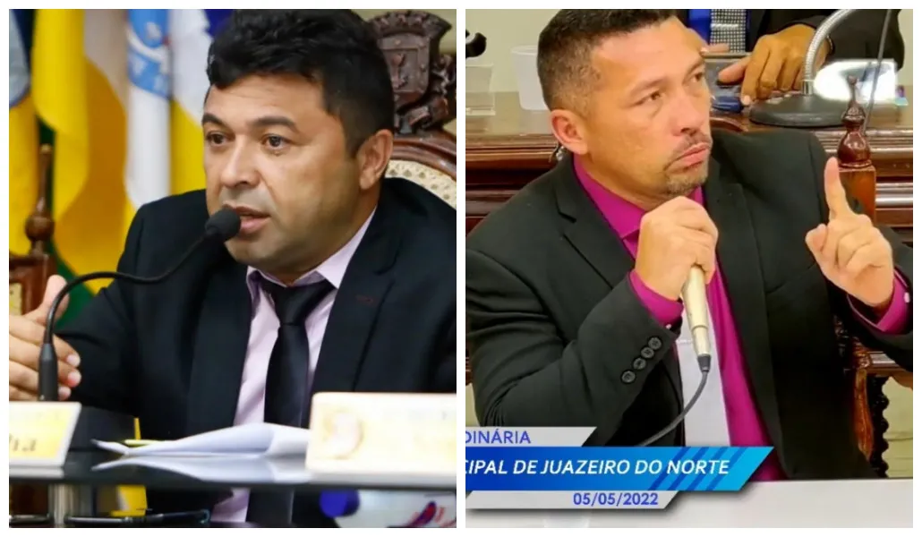 O presidente William Bazílio (PMN) e o vereador Janú (Republicanos) travam embates no Plenário da Câmara