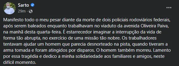 O prefeito foi às redes sociais falar sobre o assunto