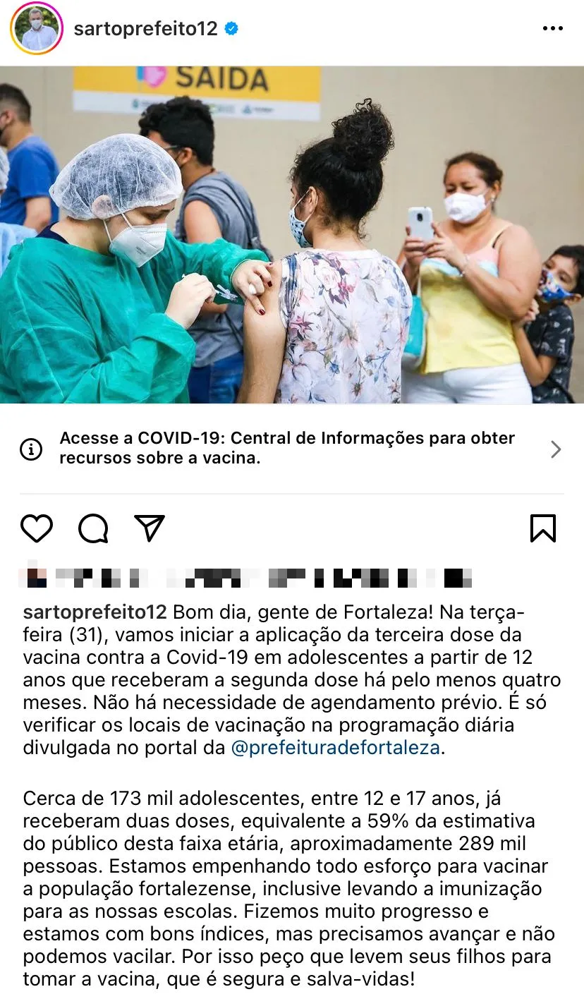 José Sarto anunciou a nova fase da imunização para os adolescentes