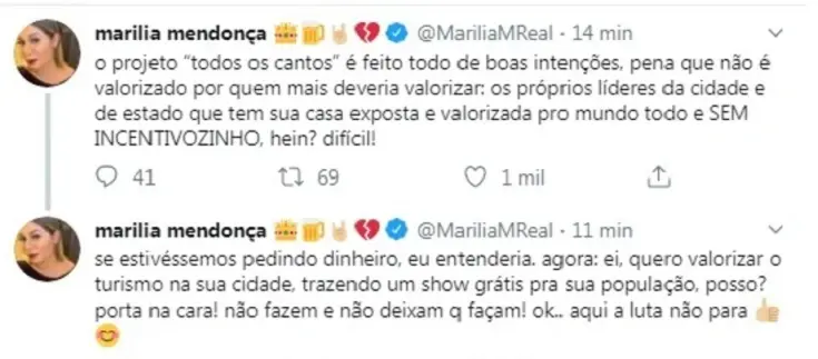 tuítes de marília mendonça