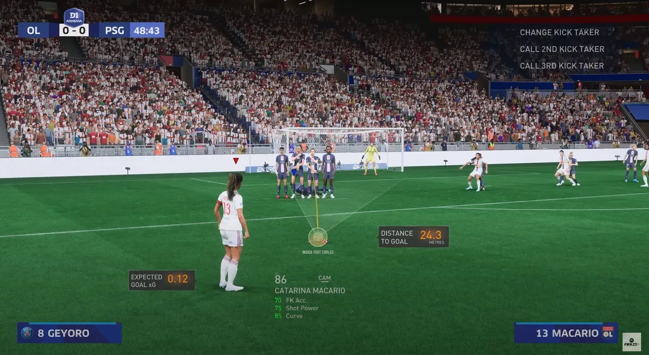 A cobrança de falta recebeu atualização na mecânica do game Fifa 23