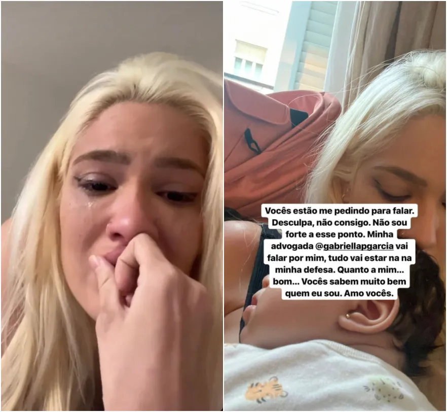 Publicações de Karoline no Instagram, na tarde desta sexta-feira (9), mostram a influenciadora chorando