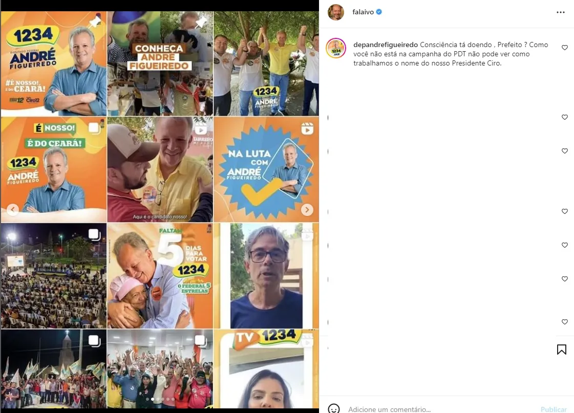 Resposta de André Figueiredo em publicação de Ivo Gomes