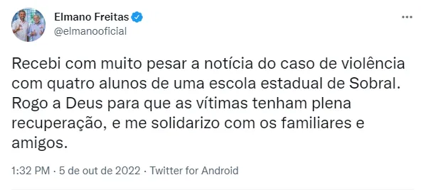 Elmano lamentou o caso de violência
